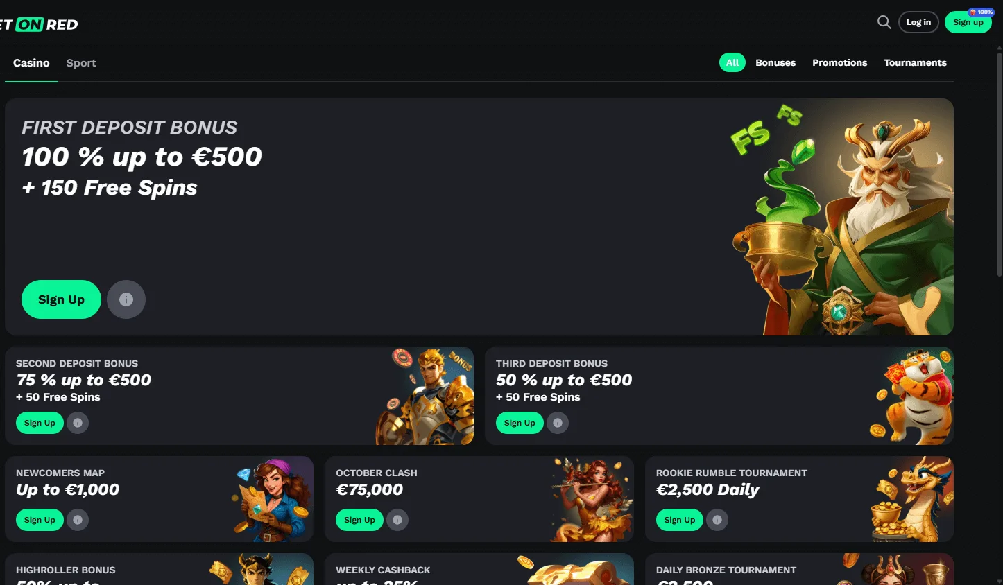 Betonred Casino desktop promotions with welcome, cashback and tournament features
